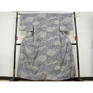 平和屋-こころ店■上質な小紋　紬地　風景文　着丈157cm　裄丈63cm　正絹　逸品　A-br8111(着物)