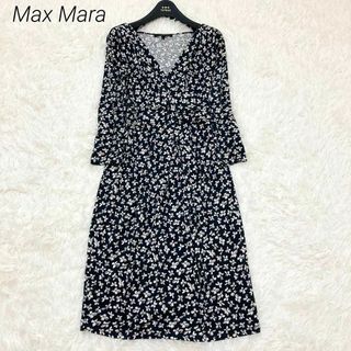 ウィークエンドマックスマーラ(Weekend Max Mara)の美品♡ MaxMara ワンピース　カシュクール　花柄　総柄　シルク混　M(ひざ丈ワンピース)