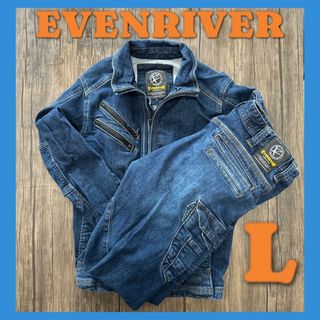 イーブンリバー(EVEN RIVER)の【EVENRIVER】美品✨作業着 上下 セットアップ デニム メンズ L (ワークパンツ/カーゴパンツ)