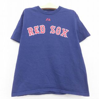 マジェスティック(Majestic)の古着 マジェスティック 半袖 Tシャツ キッズ ボーイズ 子供服 MLB ボストンレッドソックス ジョシュベケット コットン クルーネック 紺 ネイビー メジャーリーグ ベースボール 野球 22mar25(シャツ/カットソー)