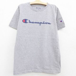 チャンピオン(Champion)の古着 チャンピオン champion 半袖 Tシャツ キッズ ボーイズ 子供服 ビッグロゴ クルーネック グレー 霜降り 22may13(シャツ/カットソー)