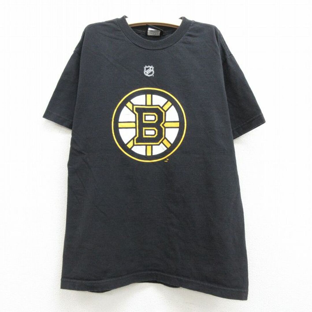 Reebok(リーボック)の古着 リーボック REEBOK 半袖 Tシャツ キッズ ボーイズ 子供服 NHL ボストンブルーインズ ミランルチッチ 17 コットン クルーネック 黒 ブラック アイスホッケー 22may13 キッズ/ベビー/マタニティのベビー服(~85cm)(シャツ/カットソー)の商品写真