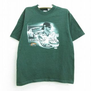 古着 半袖 Tシャツ キッズ ボーイズ 子供服 デイルアーンハートジュニア NAASCAR レーシングカー シボレー クルーネック 濃緑 グリーン 22jun07(シャツ/カットソー)