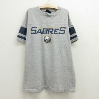 リーボック(Reebok)の古着 リーボック REEBOK 半袖 フットボール Tシャツ キッズ ボーイズ 子供服 NHL バッファローセイバーズ クルーネック グレー 霜降り アイスホッケー 22jun17(シャツ/カットソー)