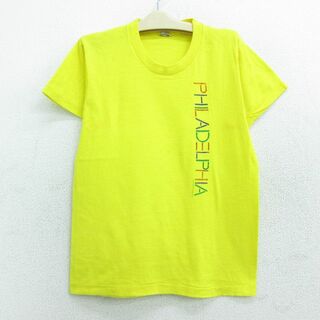 フィラ(FILA)の古着 半袖 ビンテージ Tシャツ キッズ ボーイズ 子供服 80年代 80s フィラデルフィア クルーネック USA製 黄 イエロー 22jun22(シャツ/カットソー)