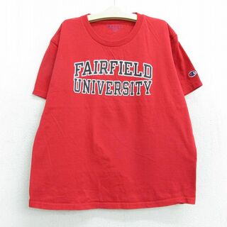 チャンピオン(Champion)の古着 チャンピオン champion 半袖 Tシャツ キッズ ボーイズ 子供服 フェアフィールド 大学 コットン クルーネック 赤 レッド 22jun22(シャツ/カットソー)