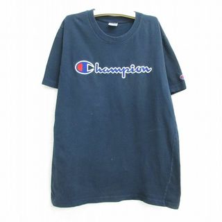 チャンピオン(Champion)の古着 チャンピオン champion 半袖 Tシャツ キッズ ボーイズ 子供服 ビッグロゴ クルーネック 紺 ネイビー 22jun30(シャツ/カットソー)