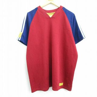 アディダス(adidas)の古着 アディダス adidas 半袖 ビンテージ Tシャツ レディース 90年代 90s ワールドカップ FIFA ラグラン メッシュ地 Vネック エンジ他 22jun06 中古(ミニワンピース)