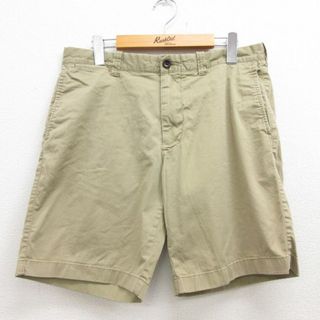 ジェイクルー(J.Crew)のW32★古着 ジェイクルー J.CREW ショート チノ パンツ ショーツ チノパン メンズ ベージュ カーキ 22apr14 中古 ボトムス 短パン ショーパン(ワークパンツ/カーゴパンツ)