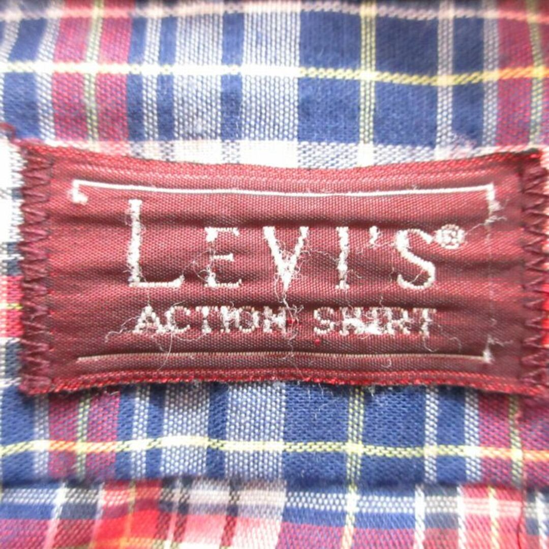 Levi's(リーバイス)のXL★古着 リーバイス Levis 長袖 ブランド シャツ メンズ 80年代 80s ボタンダウン 紺他 ネイビー チェック 22mar10 中古 トップス メンズのトップス(シャツ)の商品写真