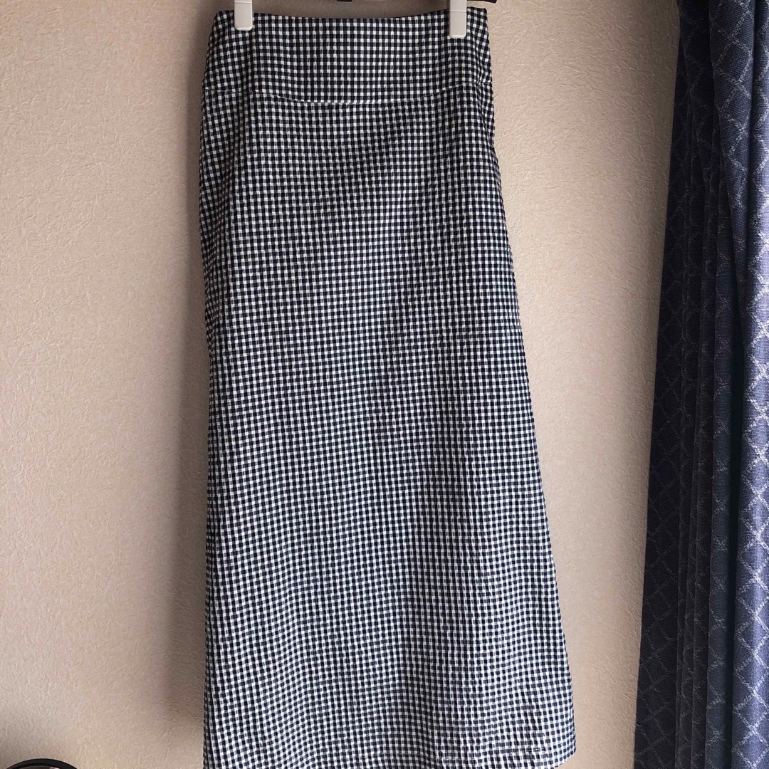 ZARA(ザラ)のワッフルギンガムチェックハイウエススカート レディースのスカート(ロングスカート)の商品写真