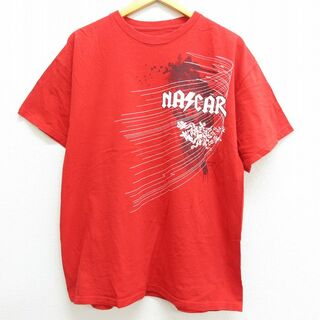 XL★古着 半袖 ビンテージ Tシャツ メンズ NASCAR 大きいサイズ 赤 レッド 22jun06 中古(Tシャツ/カットソー(半袖/袖なし))