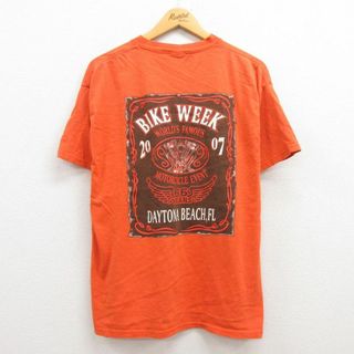 L★古着 半袖 ビンテージ Tシャツ メンズ 00年代 00s バイクウィーク デイトナビーチ コットン クルーネック オレンジ 22jun08 中古(Tシャツ/カットソー(半袖/袖なし))