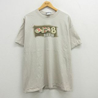 XL★古着 半袖 ビンテージ Tシャツ メンズ 00年代 00s デイルアーンハートジュニア 8 レーシングカー コットン クルーネック ベージュ カーキ 22jun14 中古(Tシャツ/カットソー(半袖/袖なし))