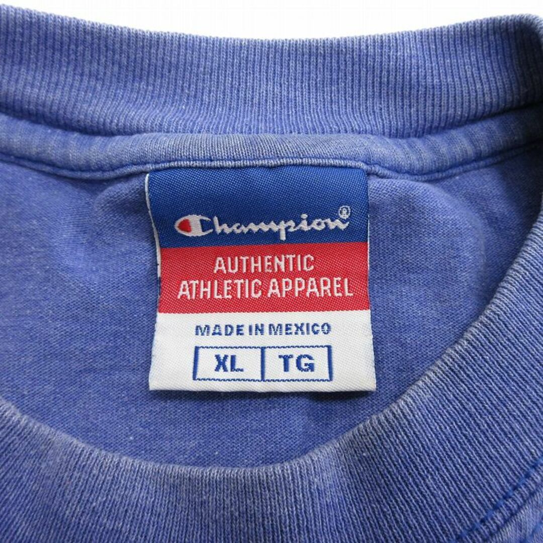 Champion(チャンピオン)のXL★古着 チャンピオン champion ノースリーブ Tシャツ メンズ ワンポイントロゴ 大きいサイズ クルーネック 紫 パープル 霜降り 22may27 中古 メンズのトップス(タンクトップ)の商品写真