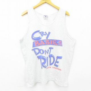 リー(Lee)のXL★古着 リー Lee ビンテージ タンクトップ メンズ 00年代 00s CRY BABIES DONT RIDE コットン クルーネック グレー 霜降り 22may30 中古(タンクトップ)