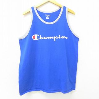 チャンピオン(Champion)のL★古着 チャンピオン champion タンクトップ メンズ ビッグロゴ クルーネック 青他 ブルー 22jun03 中古(タンクトップ)