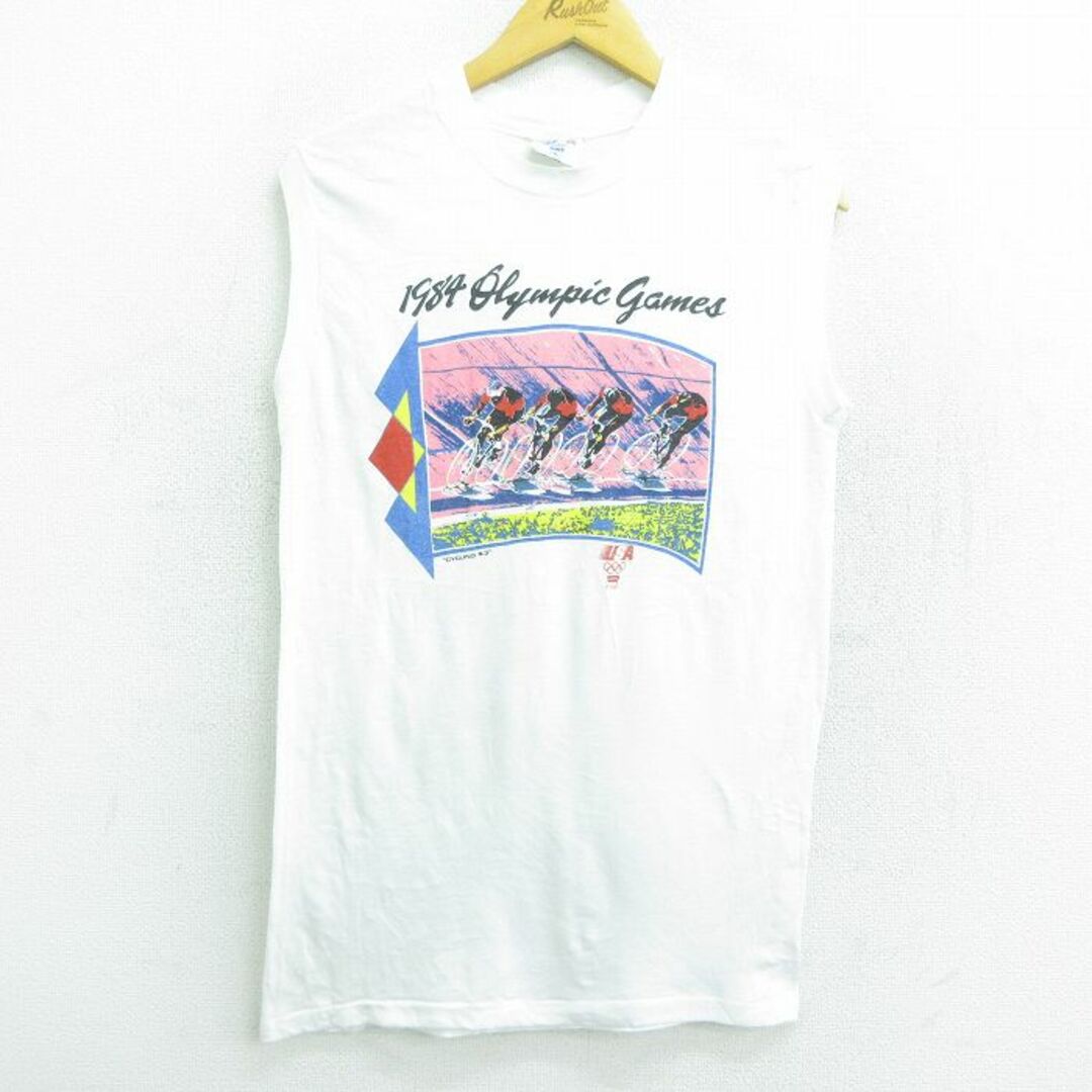 Levi's(リーバイス)のM★古着 リーバイス Levis ビンテージ ノースリーブ Tシャツ メンズ 80年代 80s オリンピック 自転車 クルーネック 白 ホワイト 【spe】 22jun15 中古 メンズのトップス(タンクトップ)の商品写真