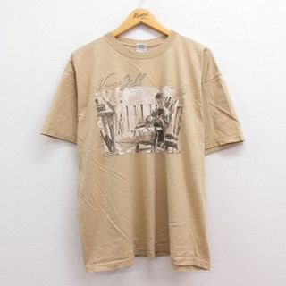 XL★古着 半袖 ビンテージ ロック バンド Tシャツ メンズ 00年代 00s ヴィンスギル コットン クルーネック ベージュ カーキ 22apr13 中古(Tシャツ/カットソー(半袖/袖なし))