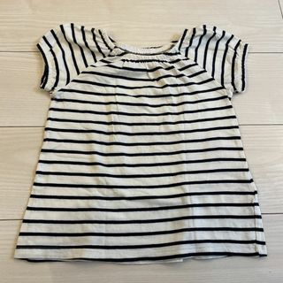 エイチアンドエム(H&M)の【H&M】オーガニックコットン 白×ネイビーボーダーシャツ【110サイズ】(Tシャツ/カットソー)