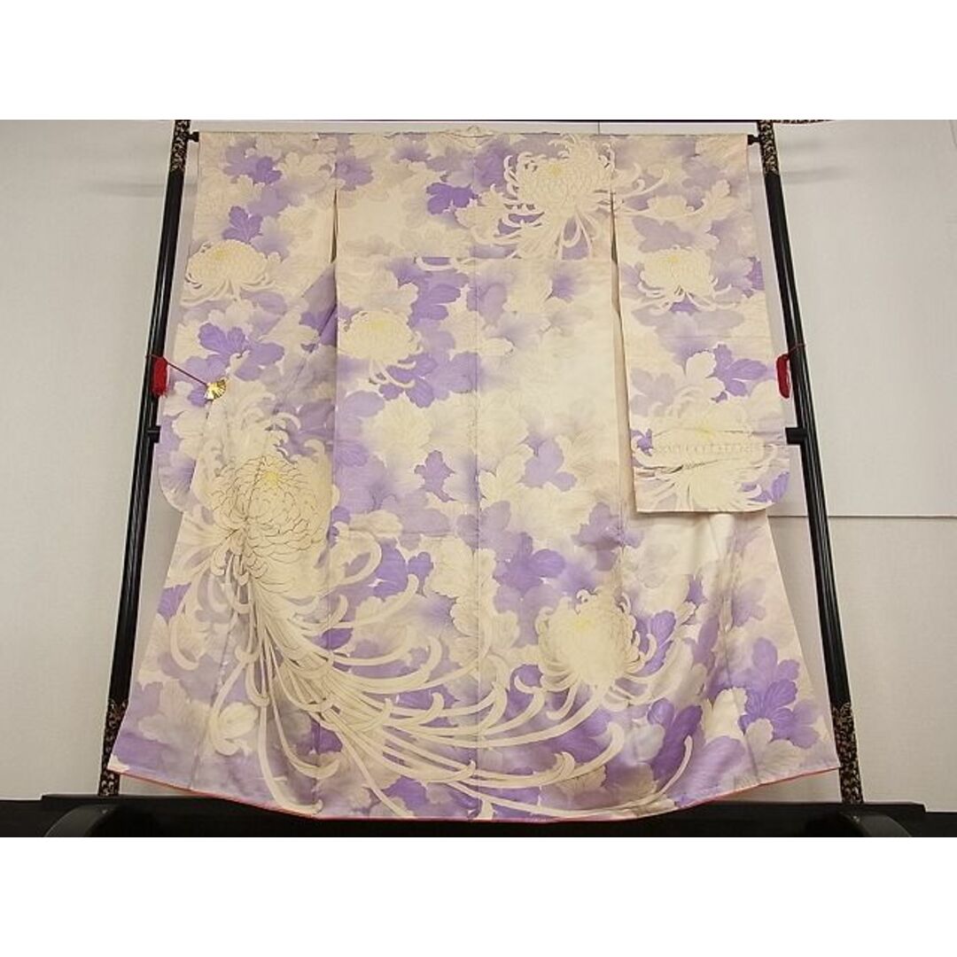 平和屋-こころ店■豪華振袖　駒刺繍　乱菊　金彩　着丈156cm　裄丈65.5cm　正絹　逸品　A-ja6043 レディースの水着/浴衣(振袖)の商品写真