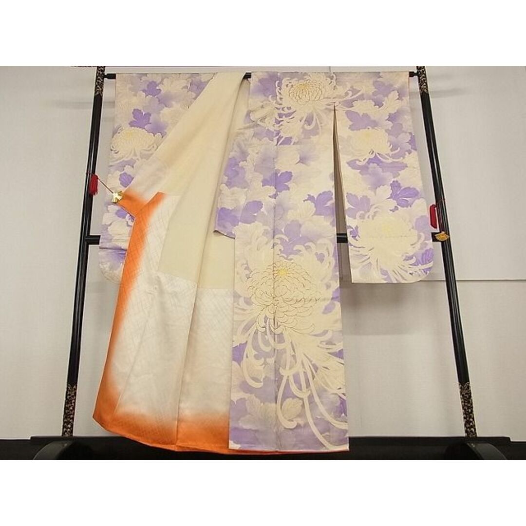 平和屋-こころ店■豪華振袖　駒刺繍　乱菊　金彩　着丈156cm　裄丈65.5cm　正絹　逸品　A-ja6043 レディースの水着/浴衣(振袖)の商品写真