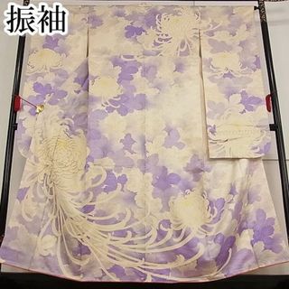 平和屋-こころ店■豪華振袖　駒刺繍　乱菊　金彩　着丈156cm　裄丈65.5cm　正絹　逸品　A-ja6043(振袖)