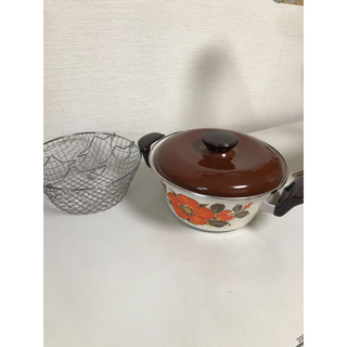 SANKO WARE ホーロー鍋　昭和レトロ、揚げ物鍋、未使用品(鍋/フライパン)