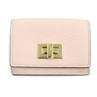 フェンディ(FENDI)の未使用品▼FENDI フェンディ 8M0426 セレリア レザー コンパクトウォレット 三つ折り財布 ピンク グレージュ ゴールド金具 イタリア製 レディース(財布)