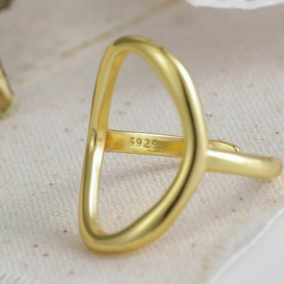 ゴールド　ラウンドリング　オーバル　指輪　デザイン大人　カクテル　クラフト抜け感 メンズのアクセサリー(リング(指輪))の商品写真