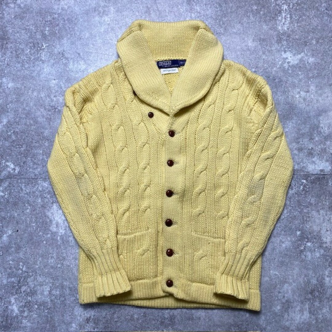 Ralph Lauren(ラルフローレン)のOLD Polo by Ralph Lauren ショールカラーカーディガン ニット クルミボタン vintage 263U メンズのトップス(カーディガン)の商品写真