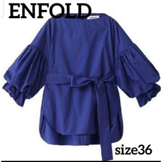 ENFOLD(シャツ/ブラウス(長袖/七分) ・ ブルー・ネイビー/青色 ENFOLD(シャツ/ブラウス(長袖/七分) ・ ブルー・ネイビー/青色