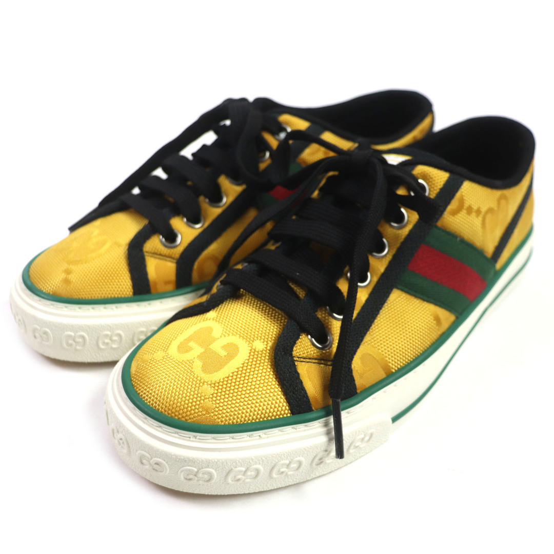 Gucci(グッチ)の未使用品▼GUCCI TENNIS グッチ テニス 60110 シェリーライン ローカットスニーカー イエロー 36.5 箱・保存袋付き イタリア製 レディース 定価97,900円 メンズの靴/シューズ(スニーカー)の商品写真