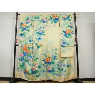 平和屋-こころ店■豪華振袖　枝花文　暈し染め　金彩　着丈156.5cm　裄丈63cm　正絹　逸品　A-br7976(振袖)