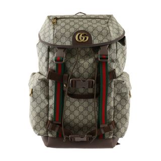 グッチ(Gucci)のGUCCI グッチ GGマーモント スケートボード バックパック リュック・デイパック 690999 GGスプリームキャンバス レザー  ベージュ ブラウン ゴールド金具 ウェブストライプ 【本物保証】(バッグパック/リュック)