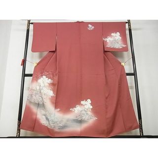 平和屋-こころ店■訪問着　刺繍　草花文　暈し染め　金銀彩　着丈154cm　裄丈63.5cm　正絹　逸品　A-ja5881(着物)