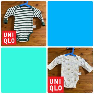 ユニクロ(UNIQLO)のUNIQLO ロンパース2枚セット　70cm 長袖　ミッフィー　肌着　ボーダー(ロンパース)