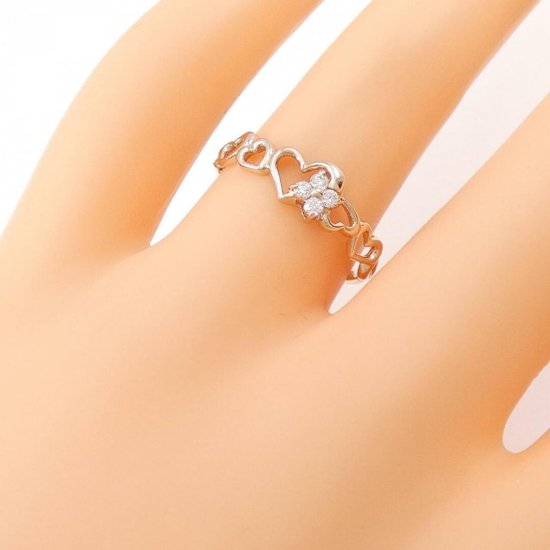 K10PG ハート×フラワー ダイヤモンド リング 0.07CT レディースのアクセサリー(リング(指輪))の商品写真