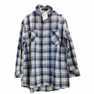 SS0317◆新品 デザインシャツ 長袖 チェック Sサイズ アイボリー(シャツ/ブラウス(長袖/七分))