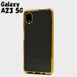 ギャラクシー(Galaxy)のGalaxy A23 5G：メタリックバンパー 背面クリア ケース★ゴールド 金(Androidケース)