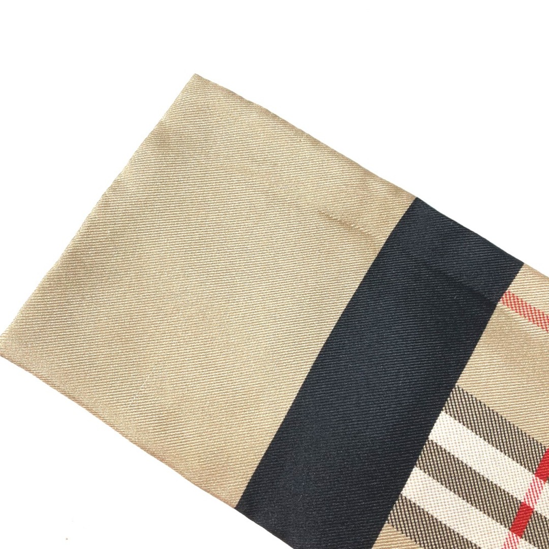 BURBERRY(バーバリー)のバーバリー BURBERRY チェック ロゴ 8017106 バンドースカーフ スカーフ シルク ベージュ 美品 レディースのファッション小物(バンダナ/スカーフ)の商品写真