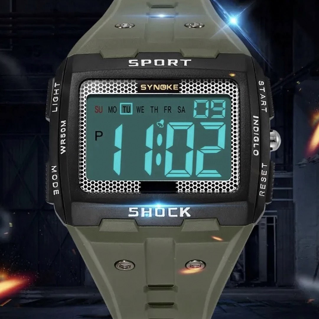 新品 SYNOKE ビッグフェイスデジタルウォッチ メンズ腕時計ブラック9818 メンズの時計(腕時計(デジタル))の商品写真