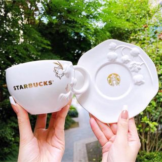 スターバックス(Starbucks)の【スターバックス海外限定】　鈴蘭シリーズ　マグカップ　陶器カップ　お皿　セット(マグカップ)