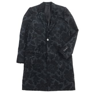 ドルチェアンドガッバーナ(DOLCE&GABBANA)の極美品●DOLCE&GABBANA ドルチェ＆ガッバーナ 黒タグ 裏地シルク100％ 花柄刺繍 チェスターコート ブラック 44 イタリア製 正規品 メンズ(チェスターコート)