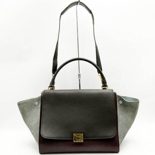 セリーヌ(celine)のCELINE【セリーヌ】 トラペーズ 2Way ハンドバッグ ショルダーバッグ レザー スウェード パープル ブラウン レディース 【中古】(ショルダーバッグ)