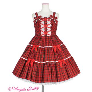 Angelic Pretty - Angelic Pretty 肩リボン　タータンチェック　JSK＋ヘドレ