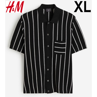 新品 H&M 高級 ニット シャツ ストライプ XL