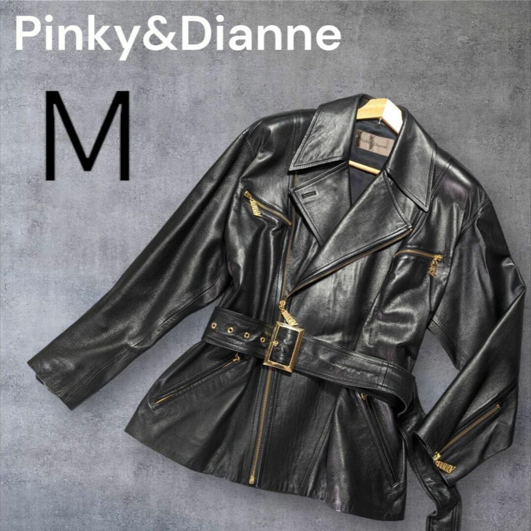 Pinky&Dianne(ピンキーアンドダイアン)の【極美品】ピンキー&ダイアン ラムレザー ライダースジャケット Ｍ レディースのジャケット/アウター(ライダースジャケット)の商品写真