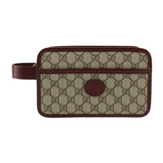 グッチ(Gucci)のGUCCI グッチ インターロッキングG  セカンドバッグ 625764 GGスプリームキャンバス レザー  ベージュ系 ブラウン系 ゴールド金具 クラッチバッグ ポーチ 【本物保証】(セカンドバッグ/クラッチバッグ)