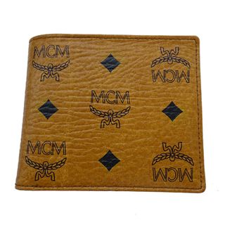 エムシーエム(MCM)のMCM エム・シー・エム 財布 ユニセックス ブランド 二つ折り財布  レザー ロゴグラム キャメル MXS 3AVI72 CO001 【中古】(財布)